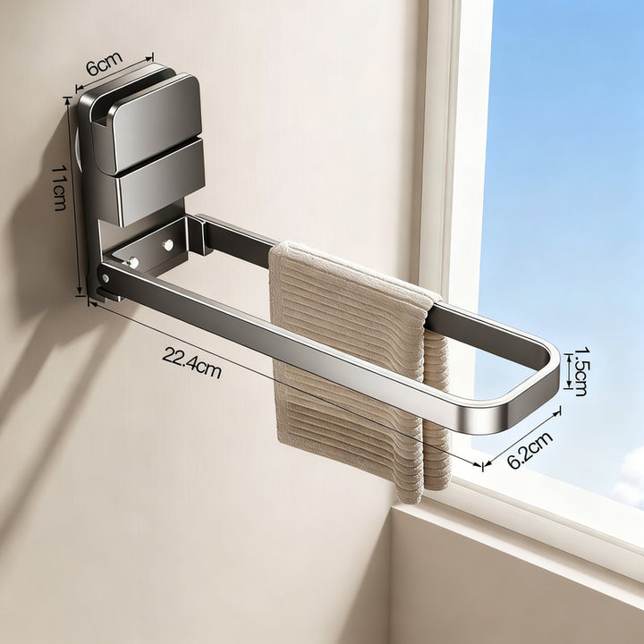 Towel holder with suction cup, foldable