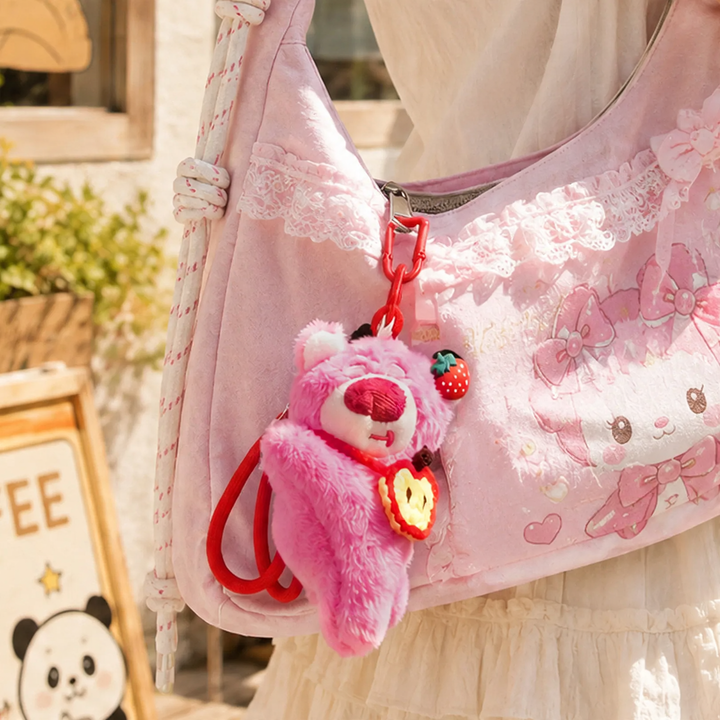 Fluffy bear charm for bags and backpacks