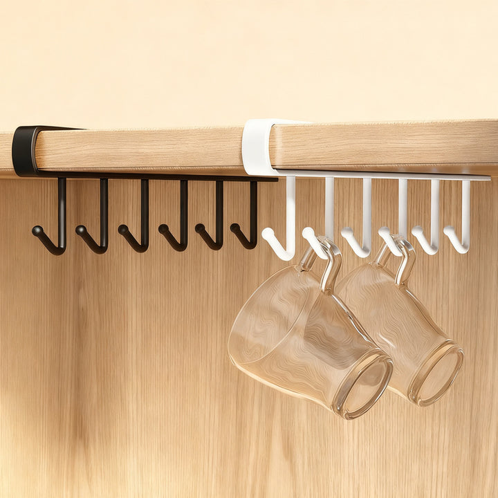 Kitchen hooks for under cabinets, 6-piece row