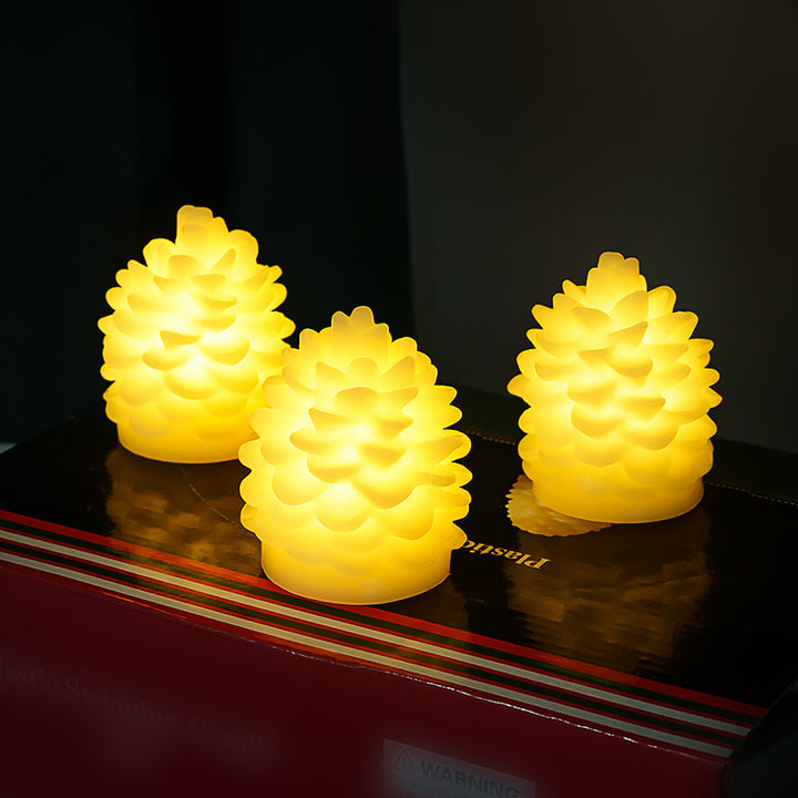 LED candle in pine cone shape