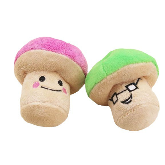 Plush cat toy with sound effect, mushroom shape