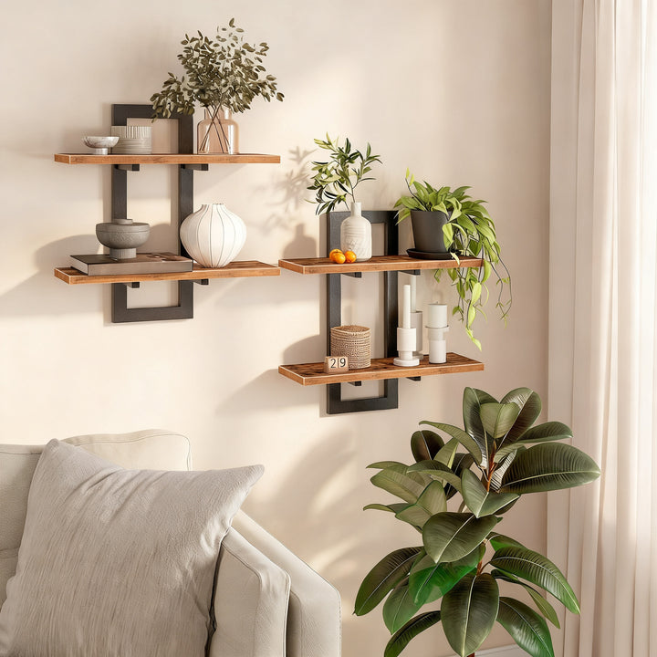 Wall shelf, metal, minimalist, 1–2 piece set