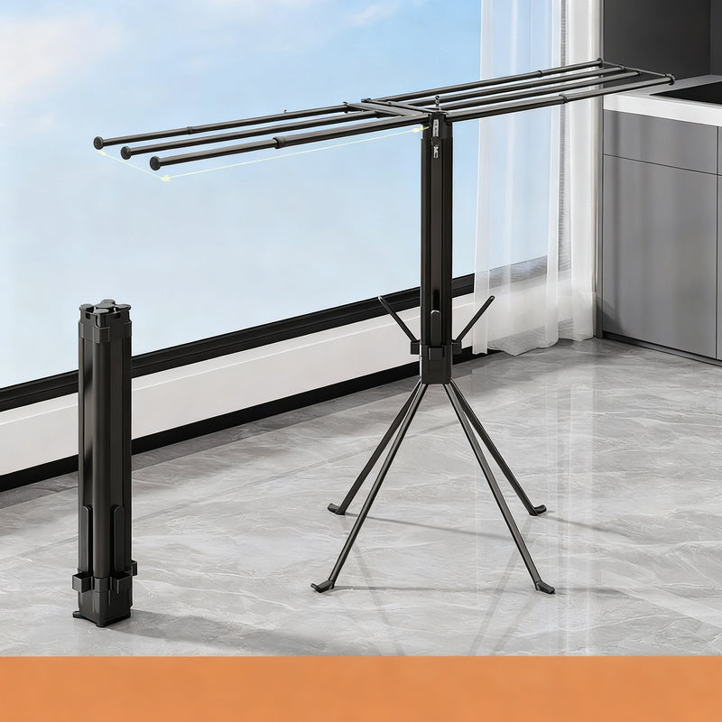 Folding laundry rack with 4 extendable rods