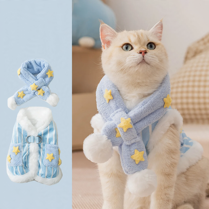 Pet heating set with scarf and vest