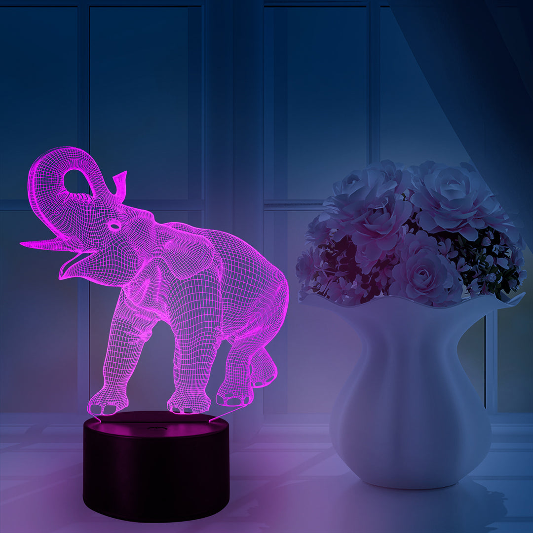3D-LED-Night Light Elephant with Remote Control