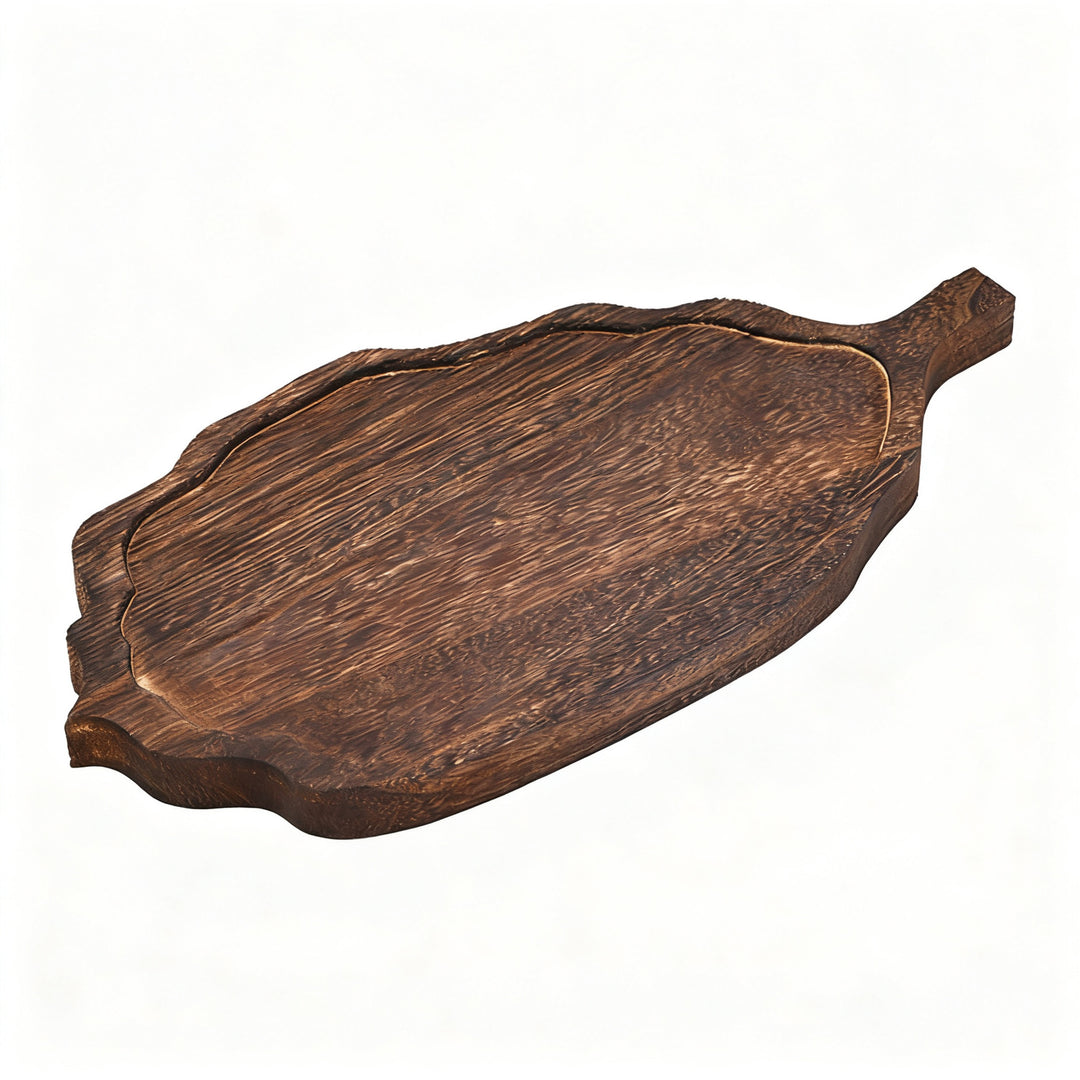 Wood serving tray, leaf shape, neochinese design