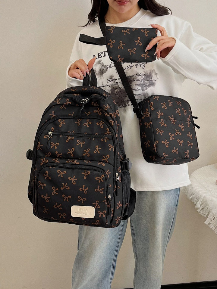 Three-piece backpack set made of nylon, large and versatile