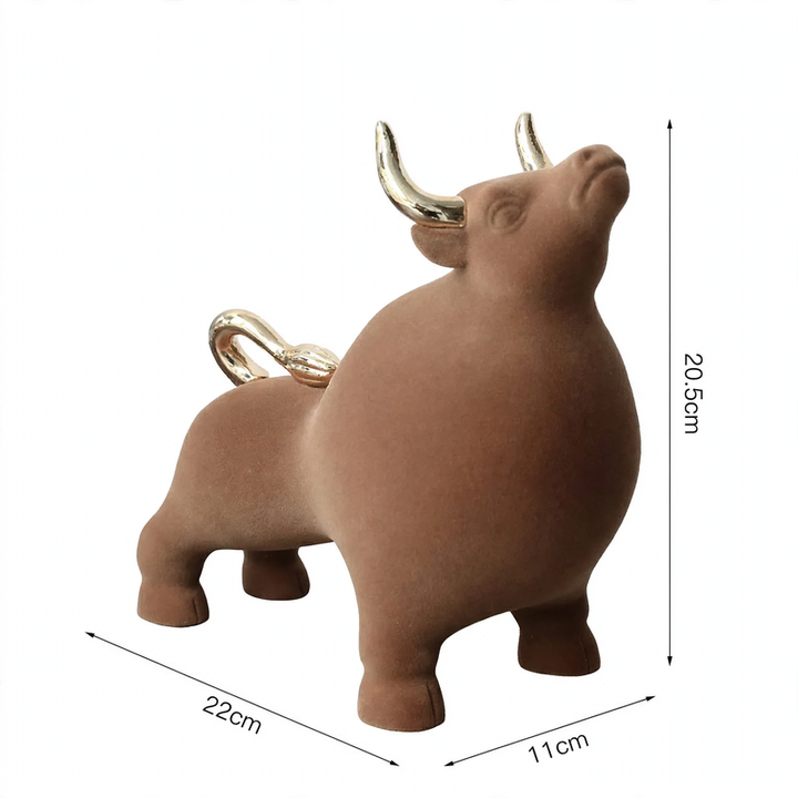 Modern decorative figure made of resin with velvet surface