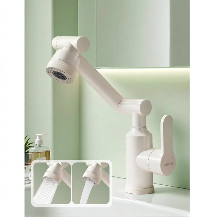 Vanity faucet, White, Swiveling, Hot-Cold