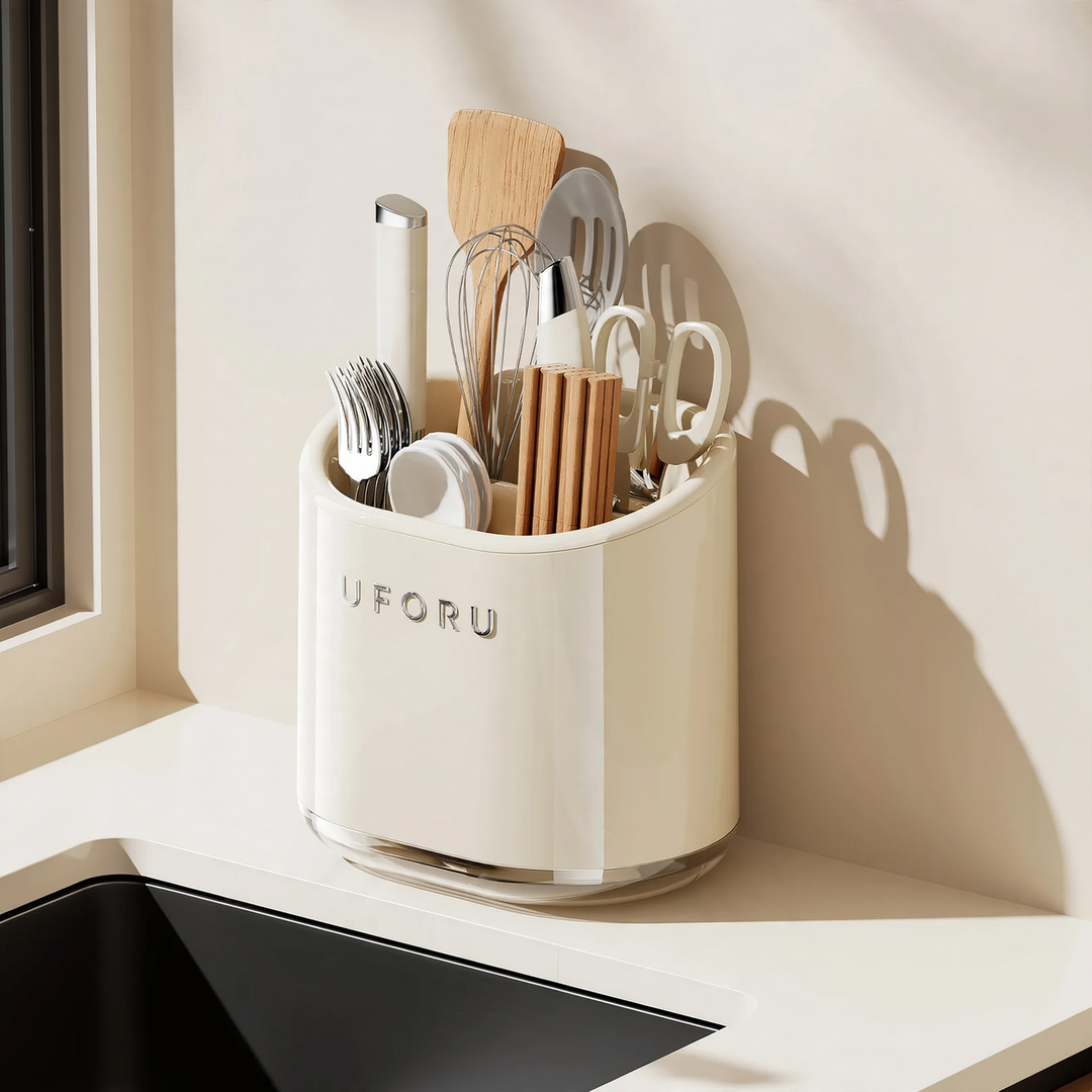 Plastic stick holder with drain, wall mountable