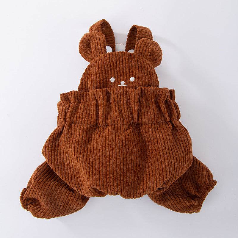 Dog overall with bib pants made of corduroy