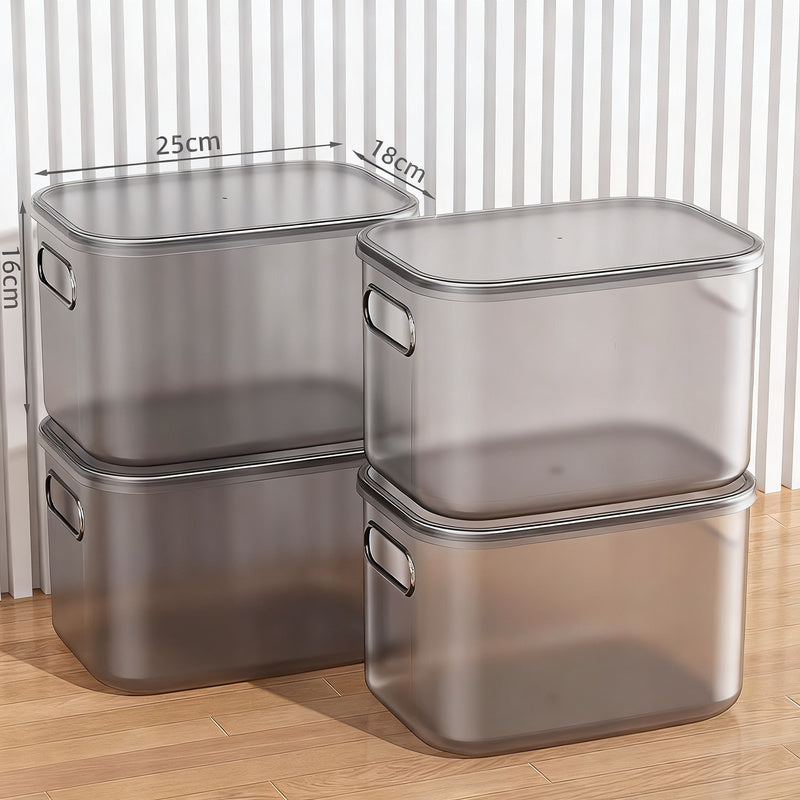 Transparent storage box made of plastic