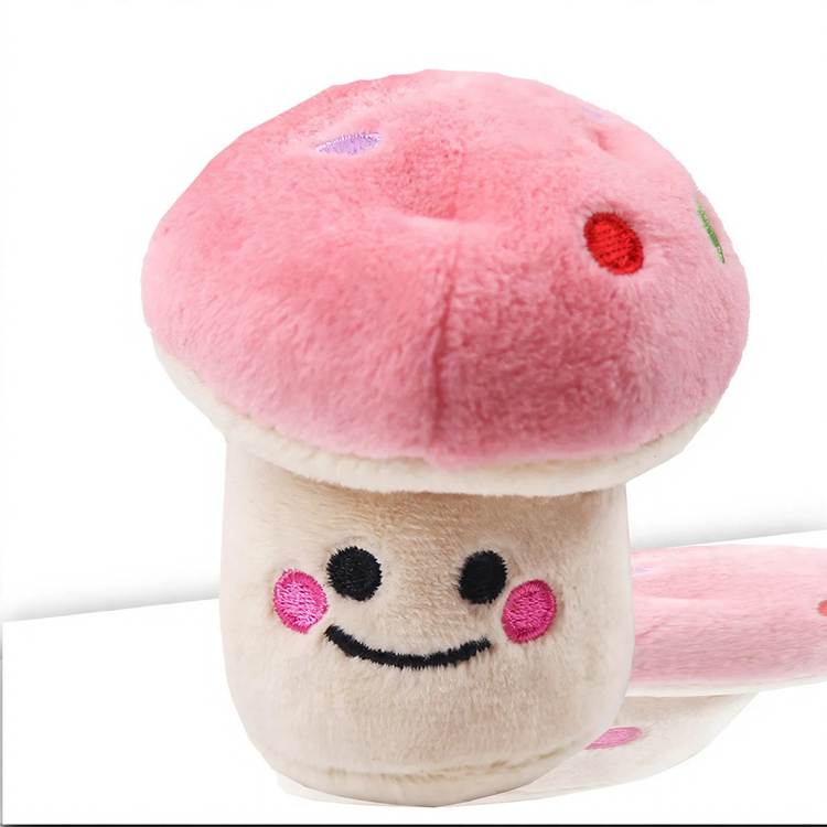 Plush cat toy with sound effect, mushroom shape