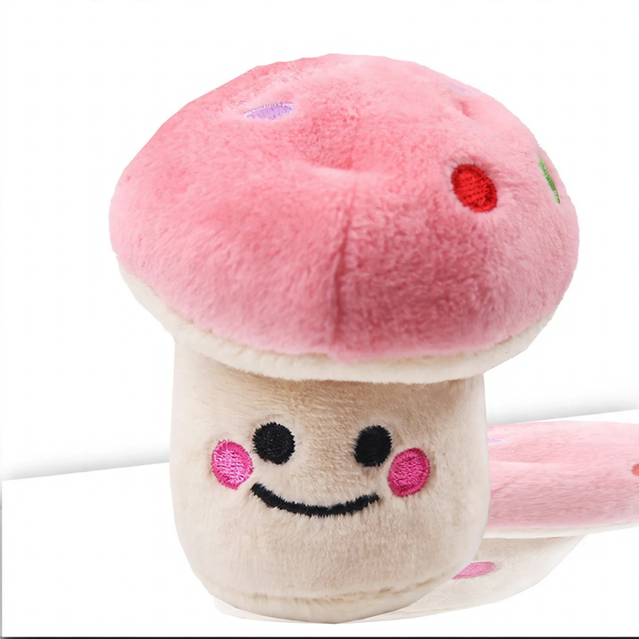 Plush cat toy with sound effect, mushroom shape