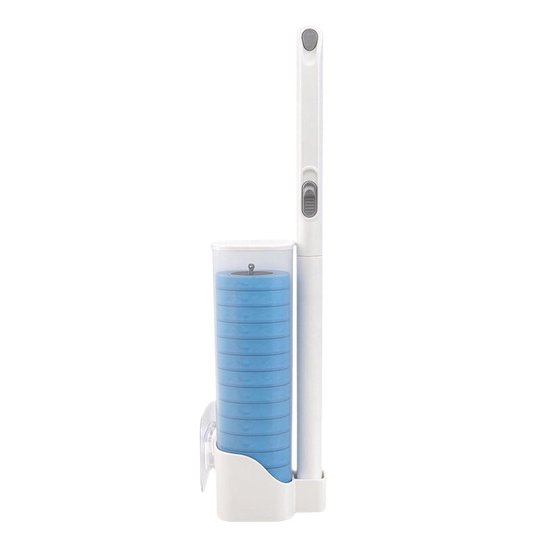 Disposable toilet brush with interchangeable sponge heads