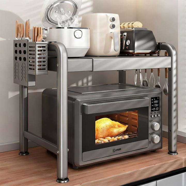 Microwave and kitchen appliance shelf, multi-tiered