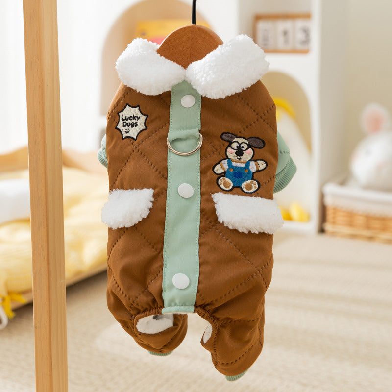 Winter jacket for small dogs with pockets and leash