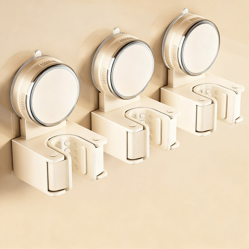 Suction cup holder for mop and broom
