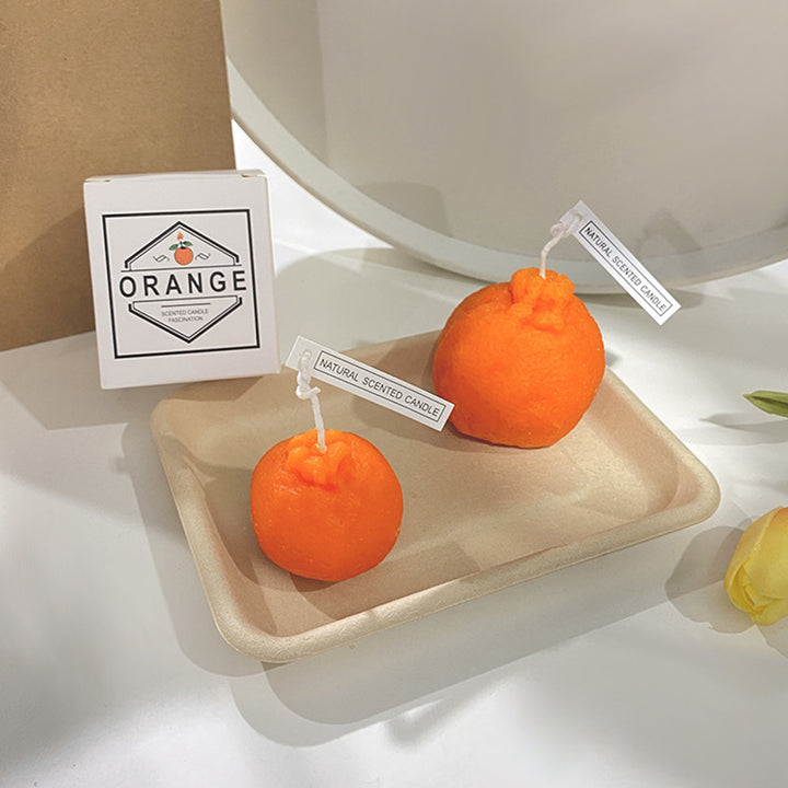 Handcrafted scented candle made of soy wax, fruit shape