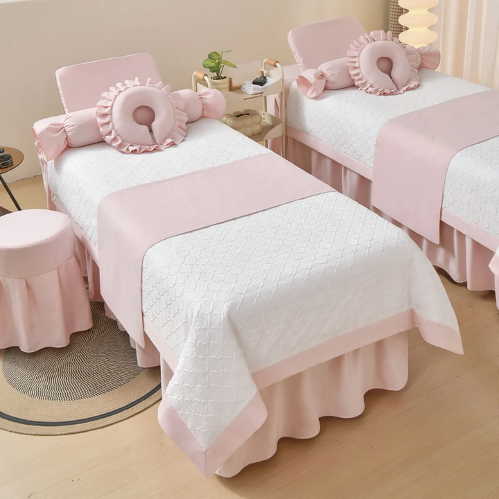 Luxury bed linen set for spa and cosmetics