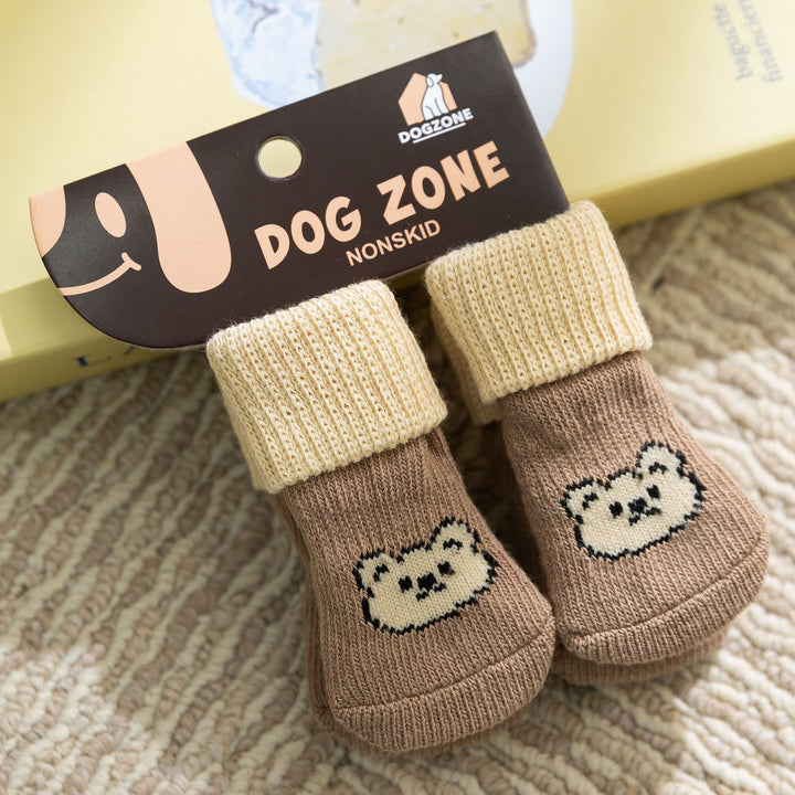 Dog socks, cotton, set of 4, non-slip