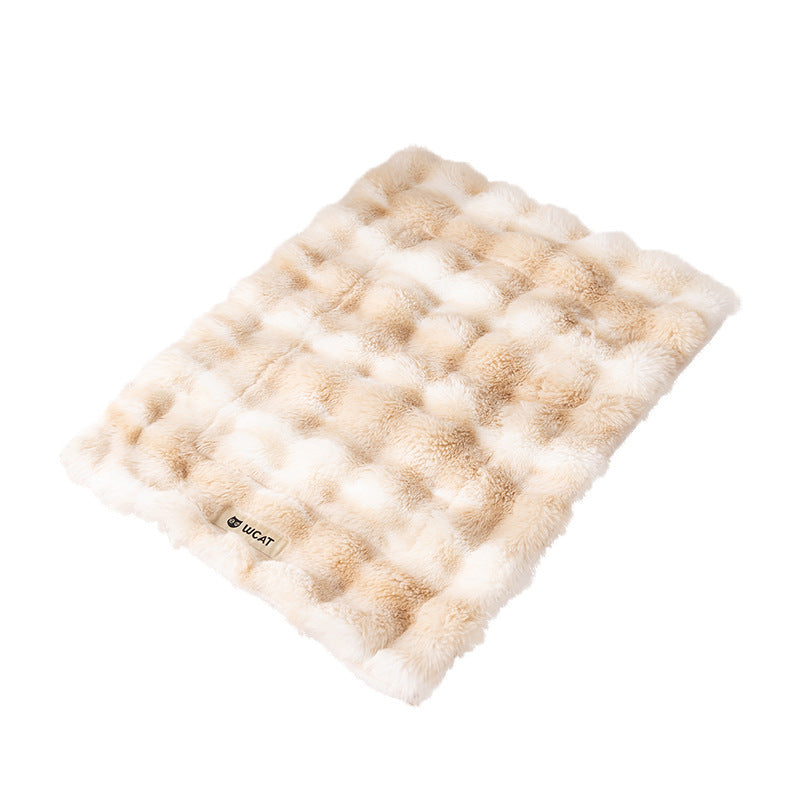 Rabbit fur pet blanket with tie-dye pattern