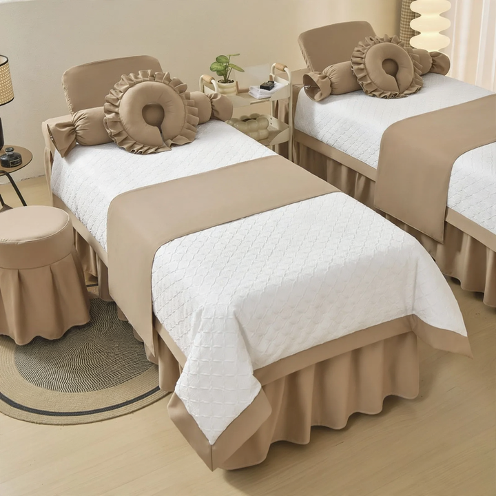 Luxury bed linen set for spa and cosmetics