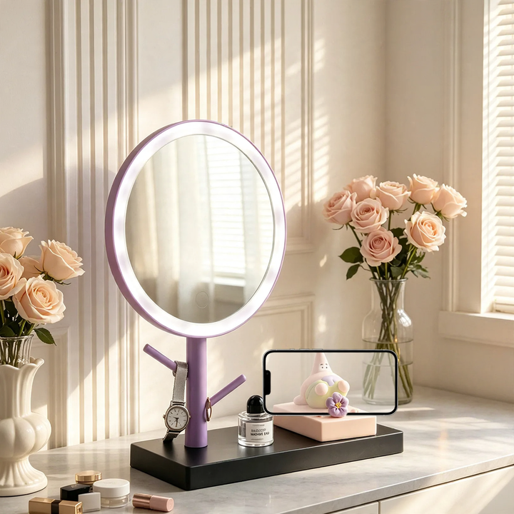 Handy stand with cosmetic mirror, ABS plastic
