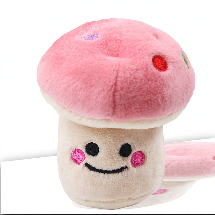 Plush cat toy with sound effect, mushroom shape