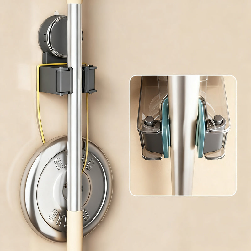 Suction cup holder for brooms and cloths, ABS