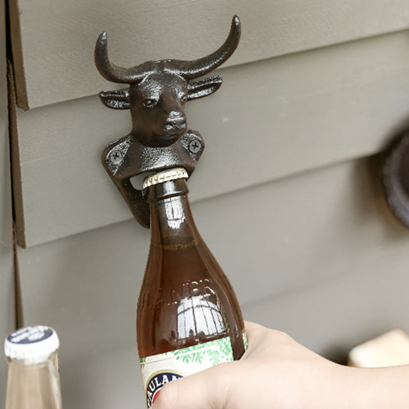 Wall bottle opener, iron, animal head design