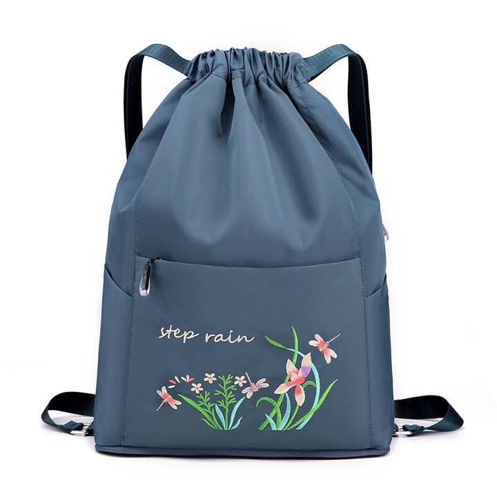 Double Backpack, Nylon, foldable, embroidered