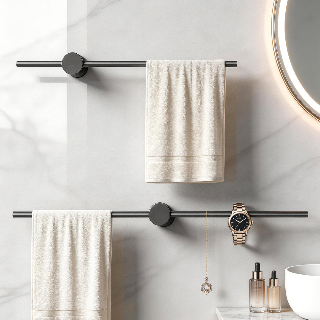 Retractable Aluminum Towel Bar, Gray