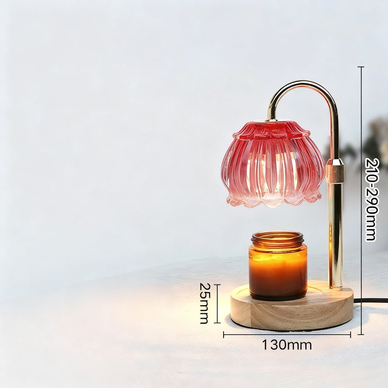 Wax melting lamp with wooden base