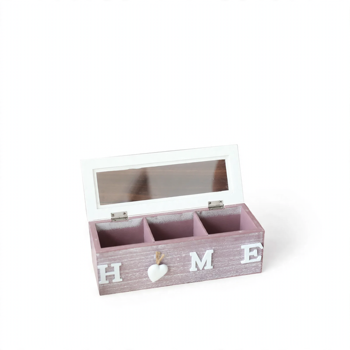 Wood storage box with compartments, modern design