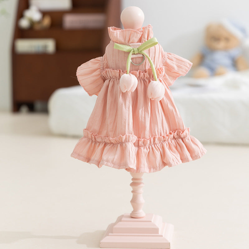 Two-legged dress for pets, pleated design