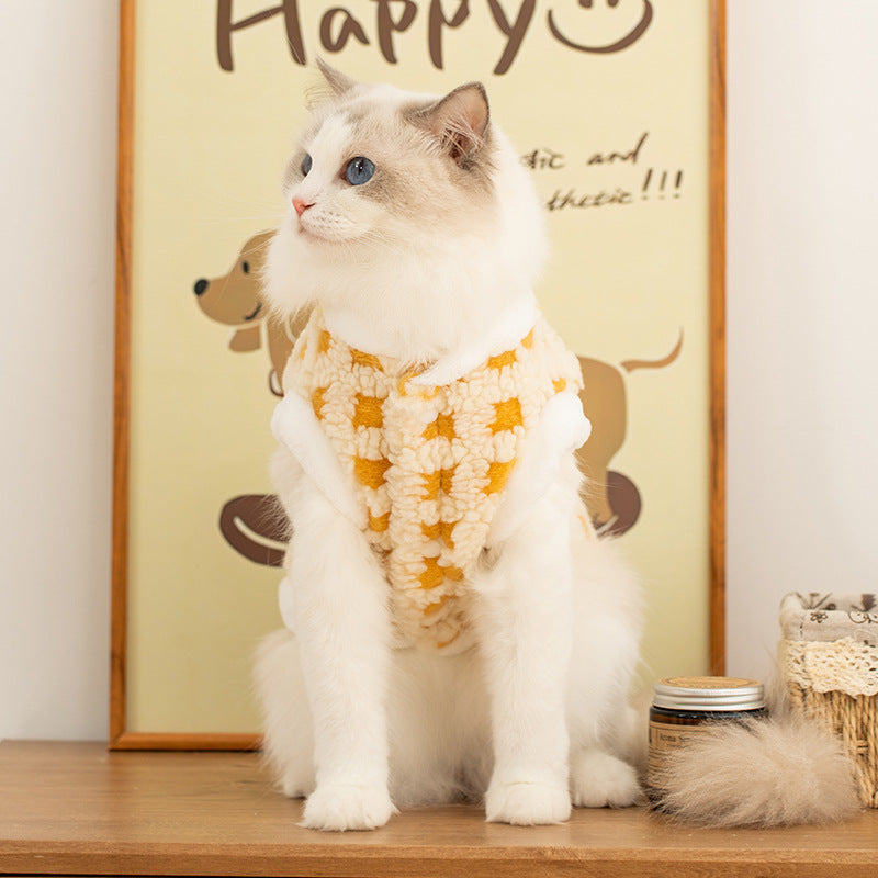 Fleece pullover with clock motif for cats and small dogs