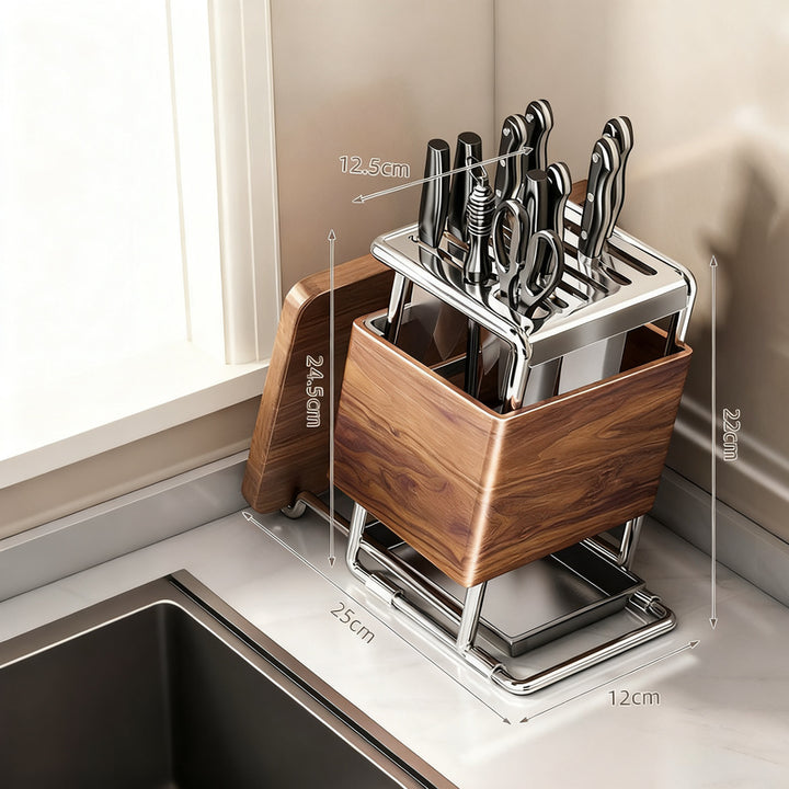 Multifunctional knife holder with wood look