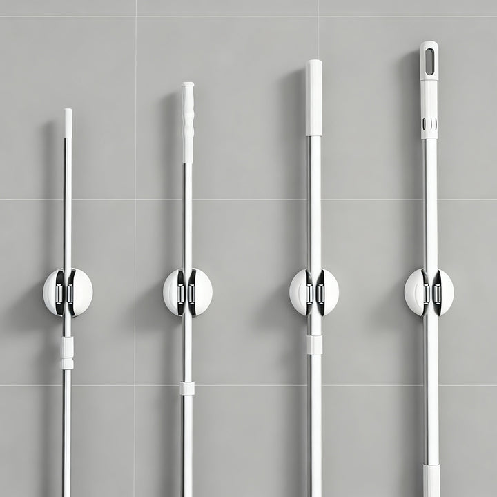 Wall hooks without drilling for brooms and cleaning cloths