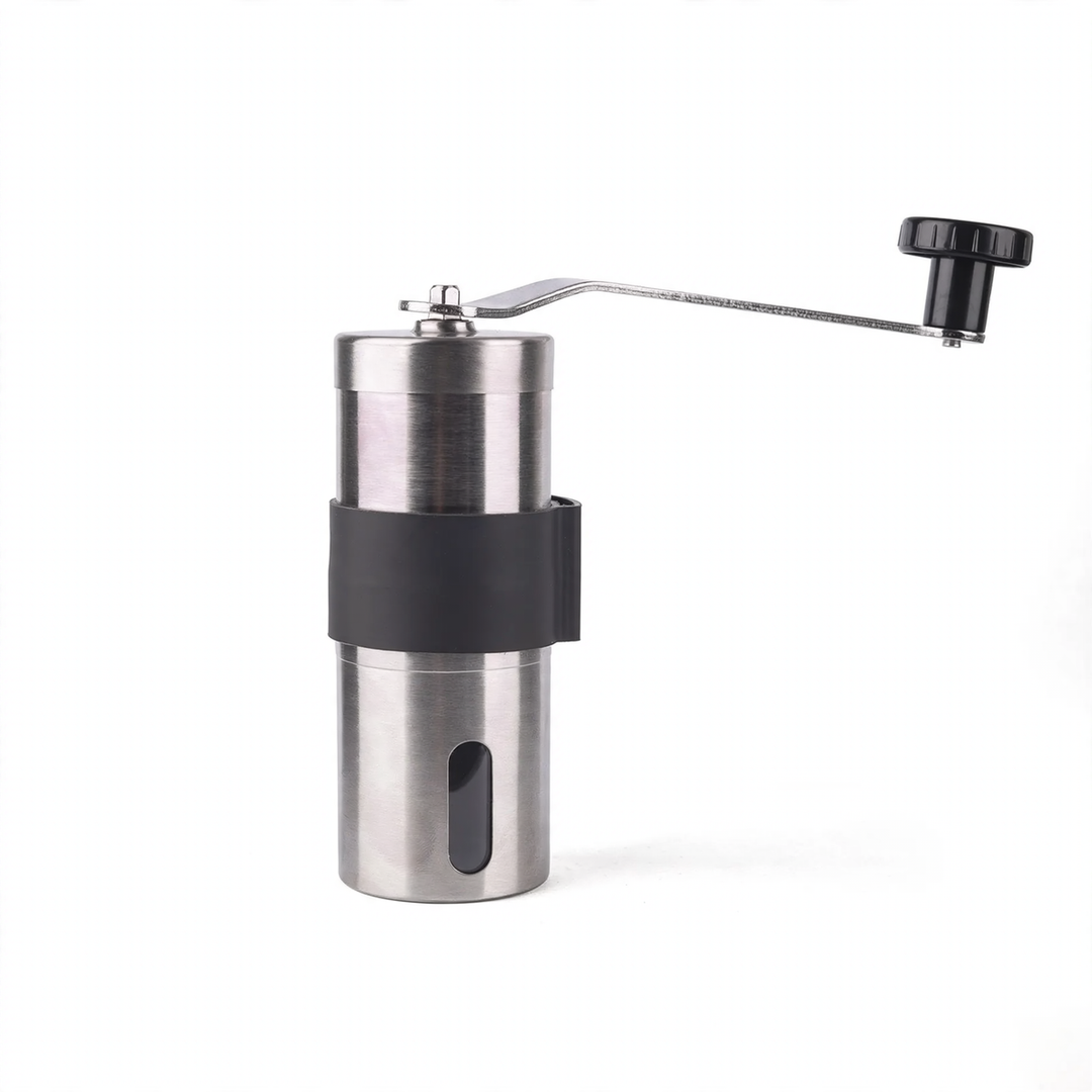 Hand crank coffee mill with ceramic or steel grinding mechanism