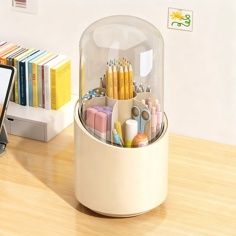 Rotatable pencil holder with compartments