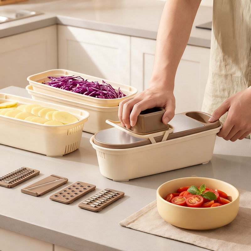 Multifunctional vegetable cutter with hand protection