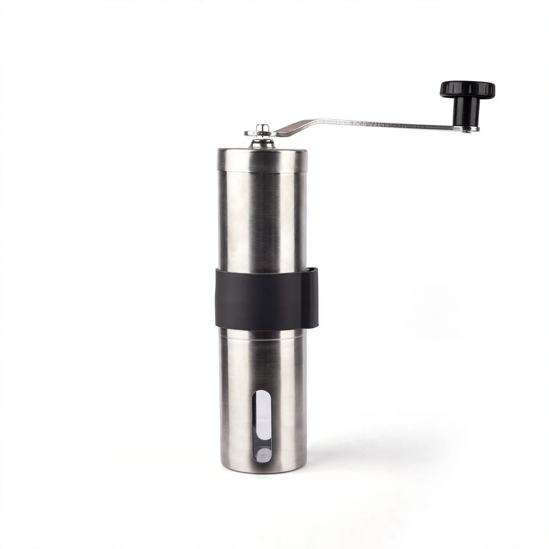Hand crank coffee mill with ceramic or steel grinding mechanism
