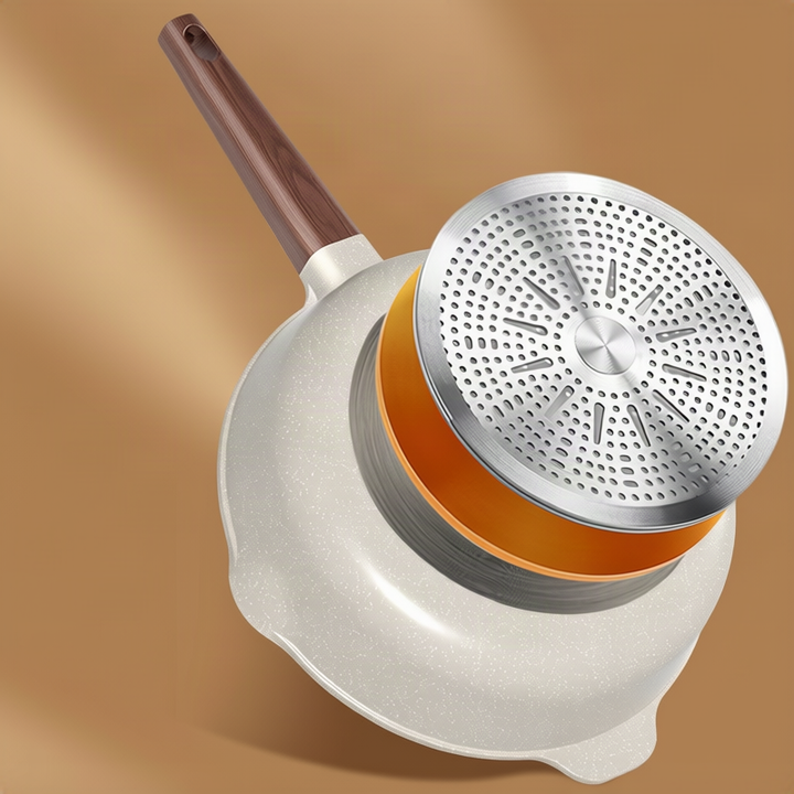 Frying pan with glass lid, cast iron bottom