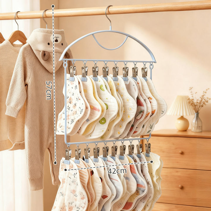 Clothes drying rack with multiple clips for baby clothes