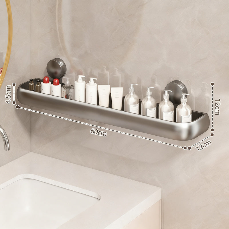 Bathroom shelf with suction cup, height adjustable