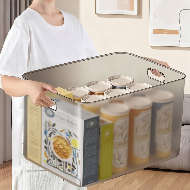 Transparent storage box made of plastic