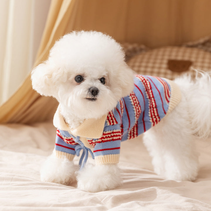 Striped cardigan for small dogs, autumn and winter