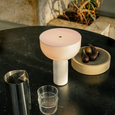 Mushroom-shaped table lamp, marble, LED, touch switch