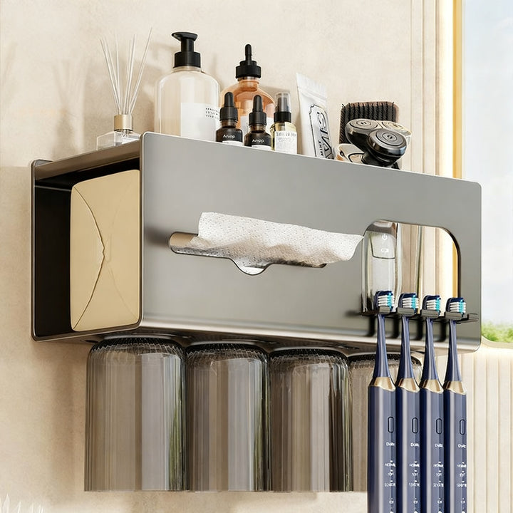 Toothbrush holder with magnetic attachment